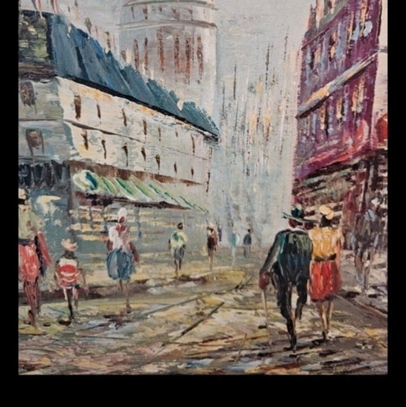 Oil painting on canvas of a Paris Street‎ scene, framed and signed, Burnett - Picture 5 of 10